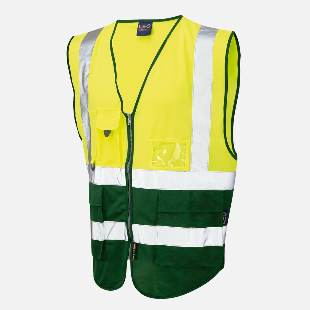 [WWH-6110-00-signalgelb-dunkelgrün-XS] Warnschutz-Weste WARN PRO (XS, Signalgelb-Dunkelgrün)