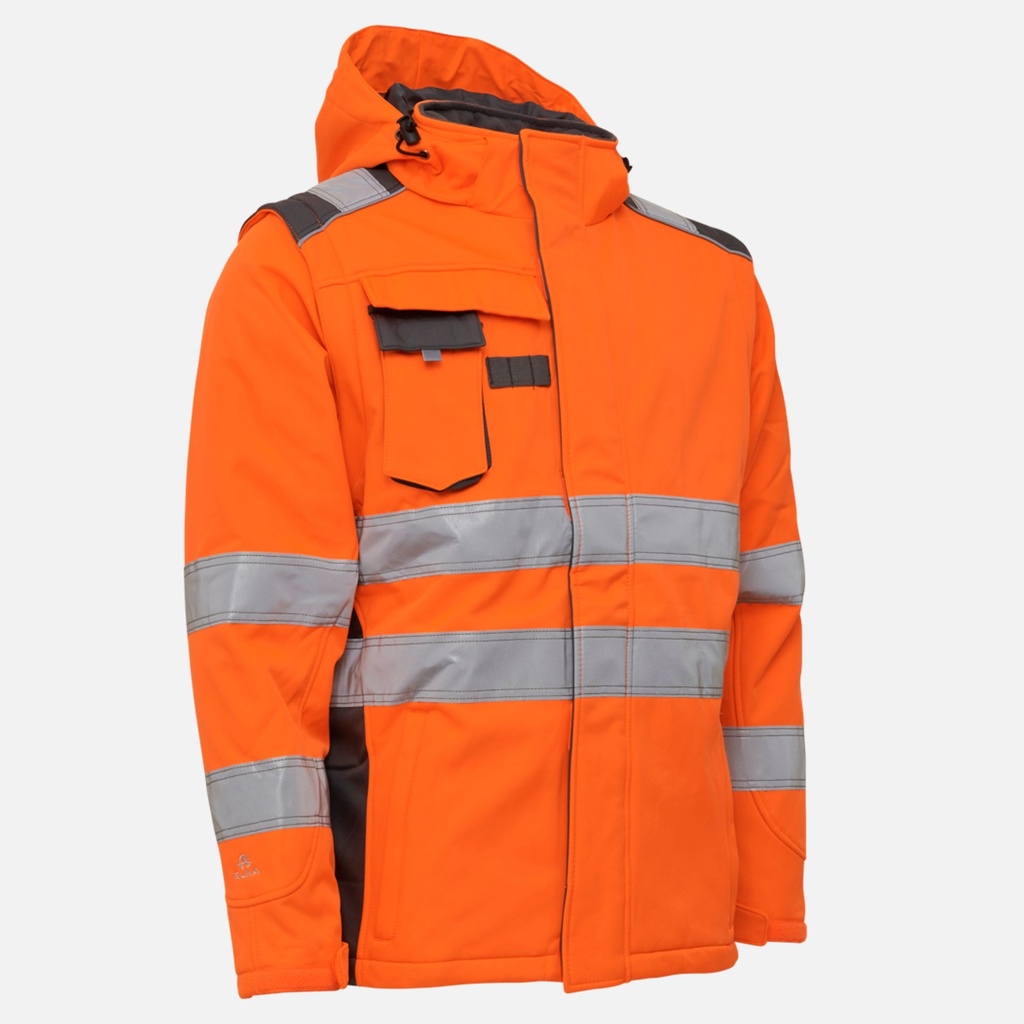 [OJH6100-signalorange-S] Warnschutz Winter-Softshell-Jacke 2 in 1 (S, signalorange)