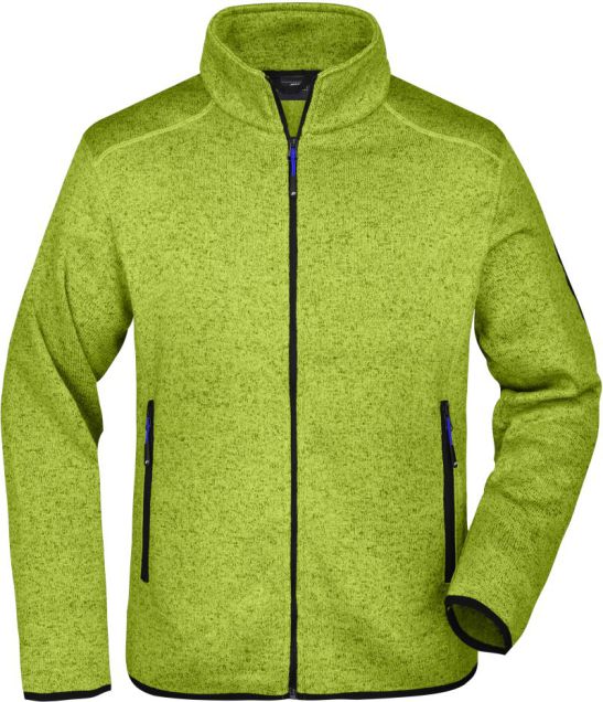 [FJH0004-kiwi-S] Strickfleece-Jacke MELANGE (S, Kiwigrün)
