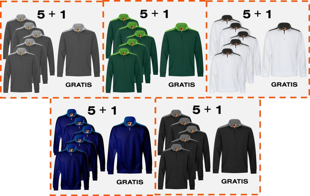 Aktions-Set 5+1: ZIP-Neck-Sweater DYNAMIC PRO