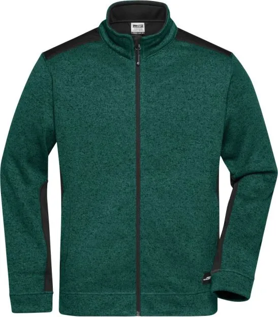 Strickfleece-Jacke WORKER (tannengrün-schwarz, S)
